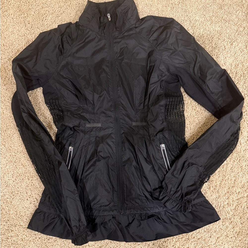 Lululemon lightweight/mesh Black Utility Jacket with High Collar